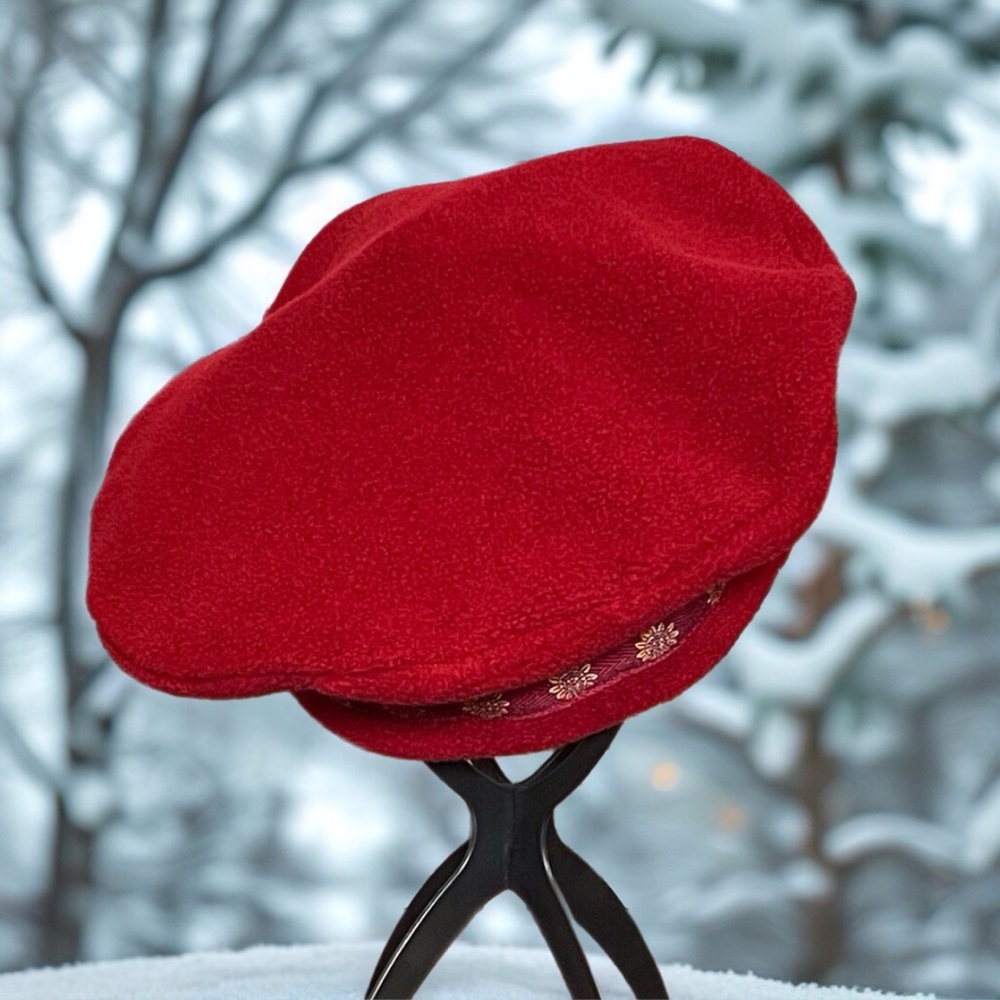 Spyder Red Floral Trim Beret - OS